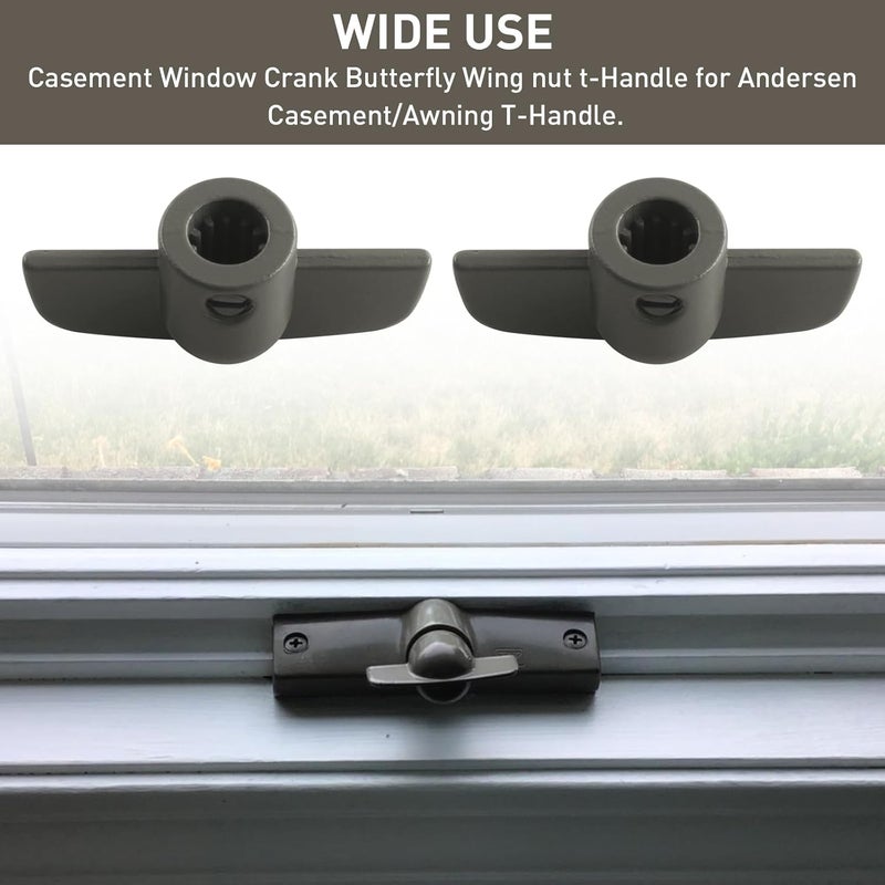 VIDABTE 3/8" Window Crank Handle Replacement, Operator Handles for Andersen Casement/Awning Window, Butterfly Wing Nut T-Handle - 1966 to Present (2 pcs) - Image 4